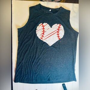 Gray Baseball Heart Tank Top